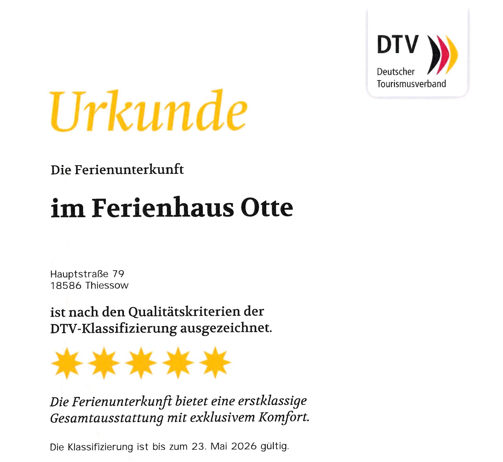 dtv 5 Sterne - Ferienhaus an der Ostsee
